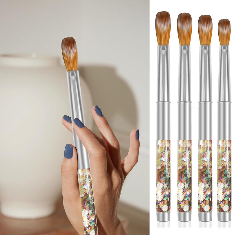 4PCS Acrylic Nail Brushes Set, Nails Art Brush for Nail Extension & Carving Size (19/23/24/25Mm)