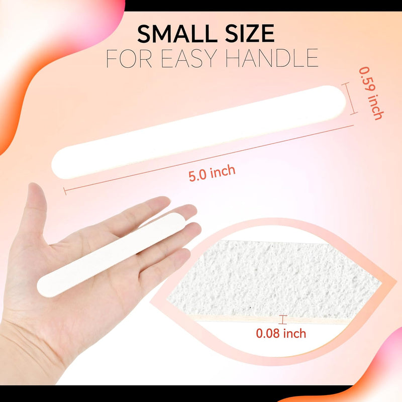 Professional Disposable Small Nail Files White Double Sided Emery Boards 80/100 Grit for Poly Gel Acrylic Nails Extension Manicure Pedicure Tools Bulk 50Pcs