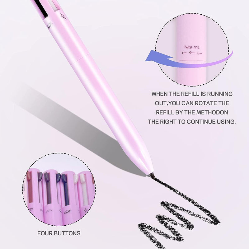 4-In-1 Makeup Pen, Eye Liner, Brow Liner, Lip Liner, & Highlighter Pen, Waterproof All in One Makeup Pen Eye Long-Lasting 4 Color Multi-Function Makeup Beauty Pencil